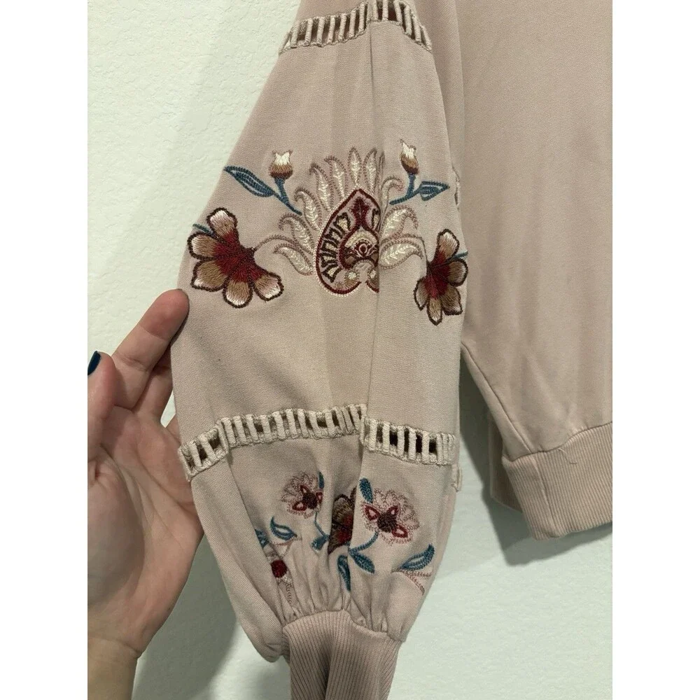 Harper Heritage Cottagecore Boho Soft Vintage Floral Pink Women’s Sweater Size S